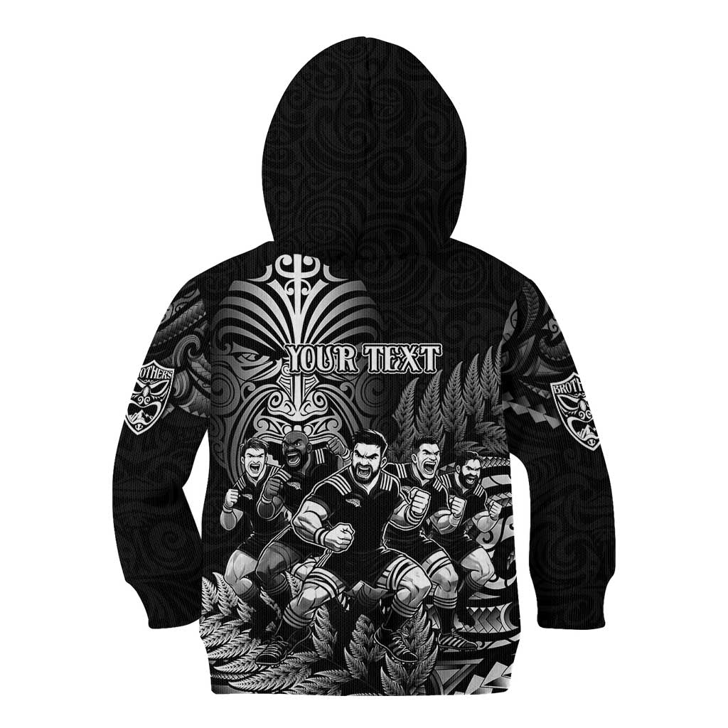 Personalized All Black Brothers Rugby Kid Hoodie New Zealand Maori Haka