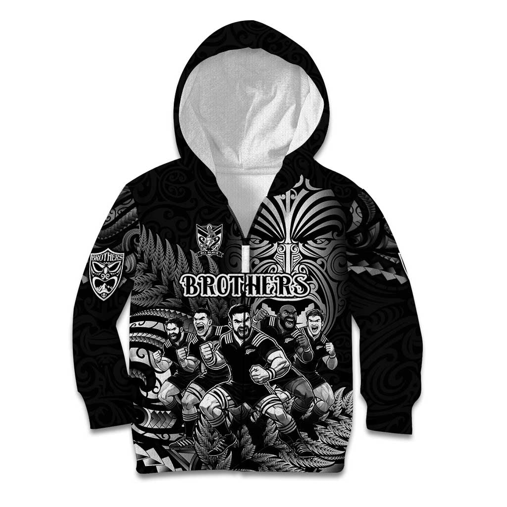 Personalized All Black Brothers Rugby Kid Hoodie New Zealand Maori Haka