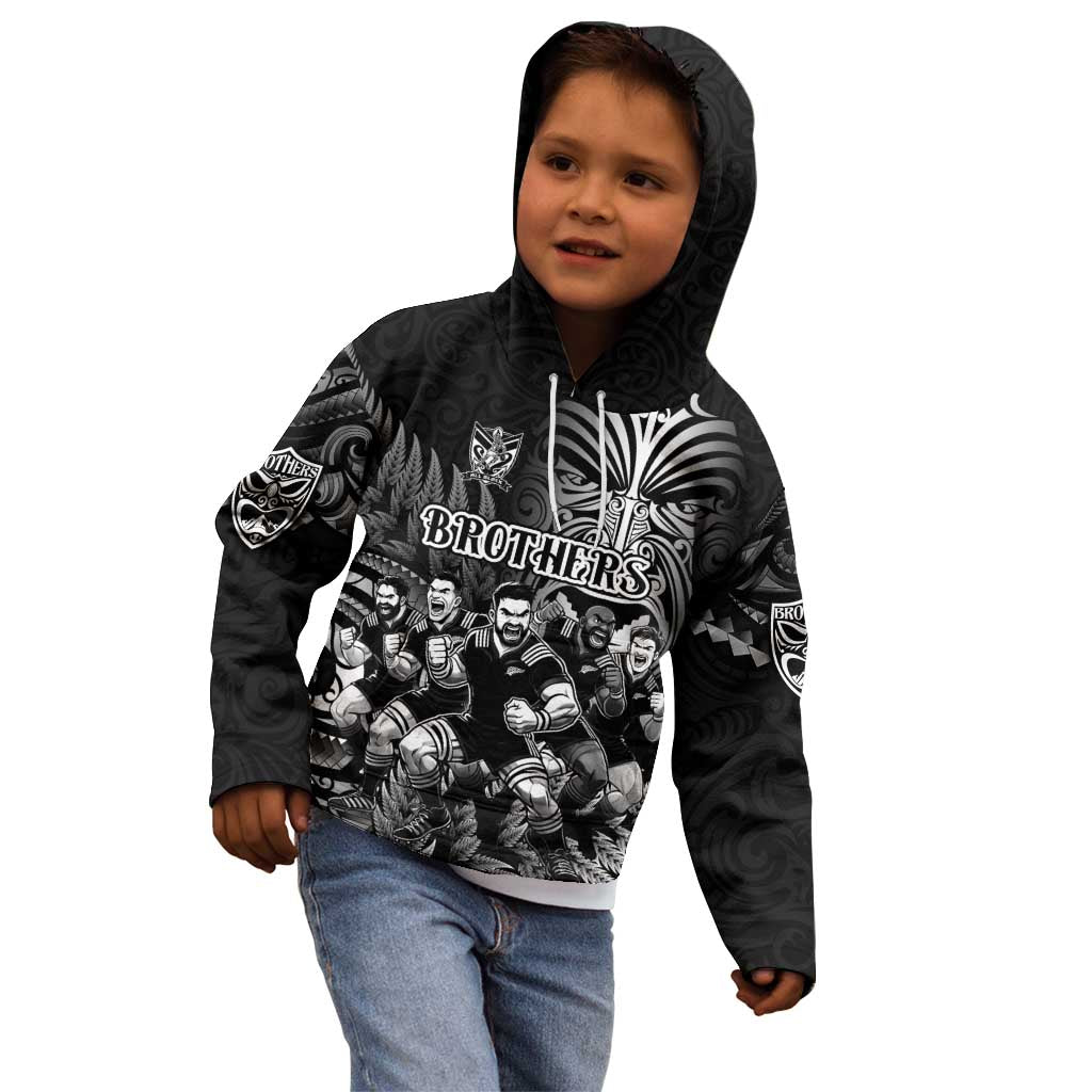 Personalized All Black Brothers Rugby Kid Hoodie New Zealand Maori Haka