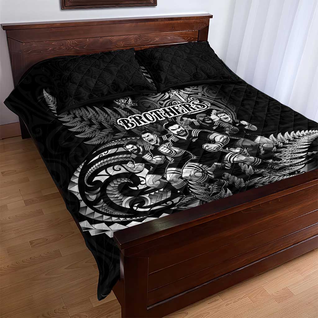All Black Brothers Rugby Quilt Bed Set New Zealand Maori Haka