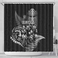 All Black Brothers Rugby Shower Curtain New Zealand Maori Haka
