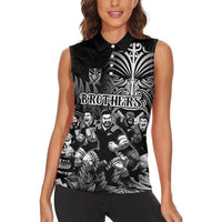 Personalized All Black Brothers Rugby Women Sleeveless Polo Shirt New Zealand Maori Haka