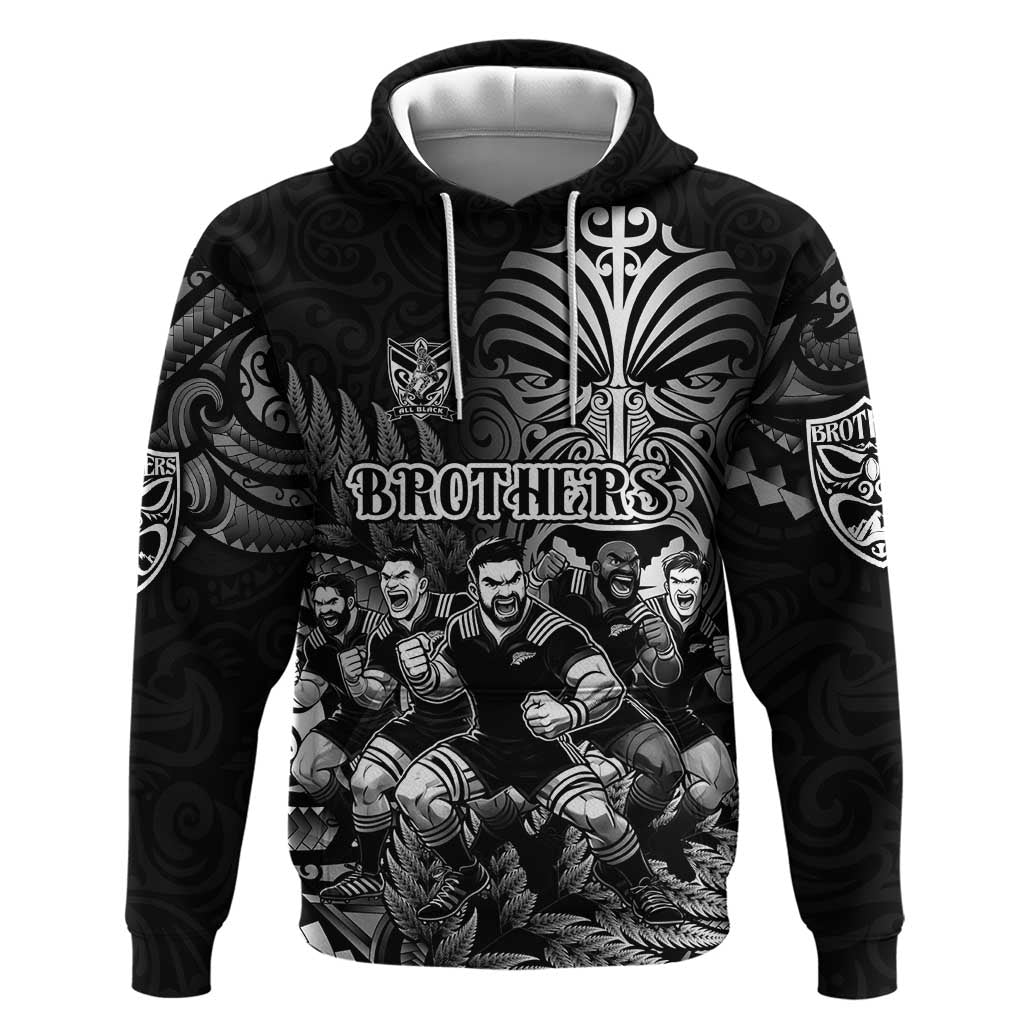 Personalized All Black Brothers Rugby Zip Hoodie New Zealand Maori Haka