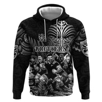 Personalized All Black Brothers Rugby Zip Hoodie New Zealand Maori Haka