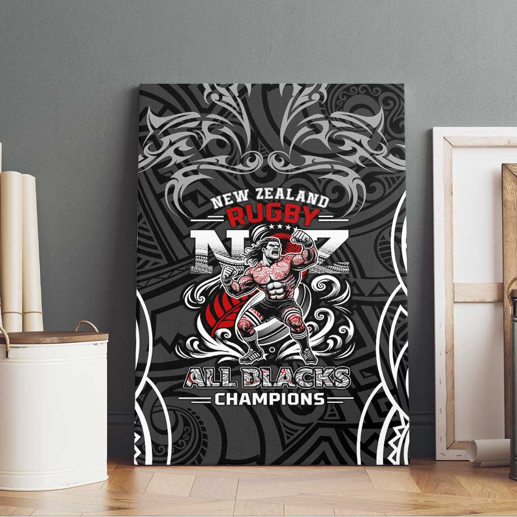 All Black NZL Rugby Champions Canvas Wall Art Maori Warrior