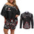 All Black NZL Rugby Champions Couples Matching Off Shoulder Short Dress and Long Sleeve Button Shirt Maori Warrior