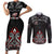 All Black NZL Rugby Champions Couples Matching Short Sleeve Bodycon Dress and Long Sleeve Button Shirt Maori Warrior