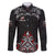 All Black NZL Rugby Champions Family Matching Off The Shoulder Long Sleeve Dress and Hawaiian Shirt Maori Warrior