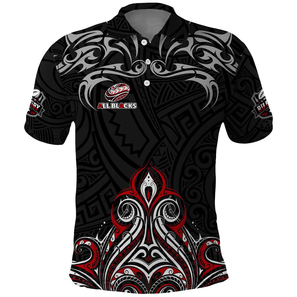 All Black NZL Rugby Champions Polo Shirt Maori Warrior