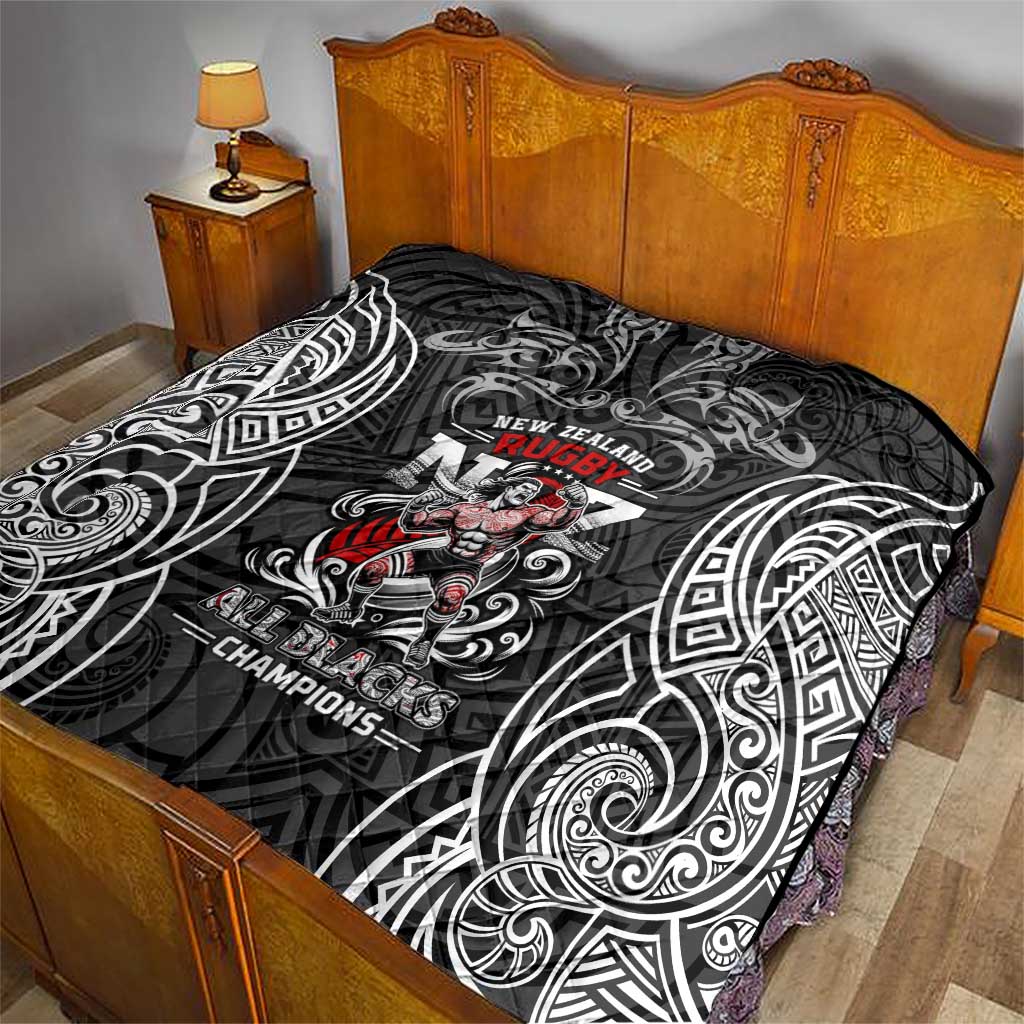 All Black NZL Rugby Champions Quilt Maori Warrior