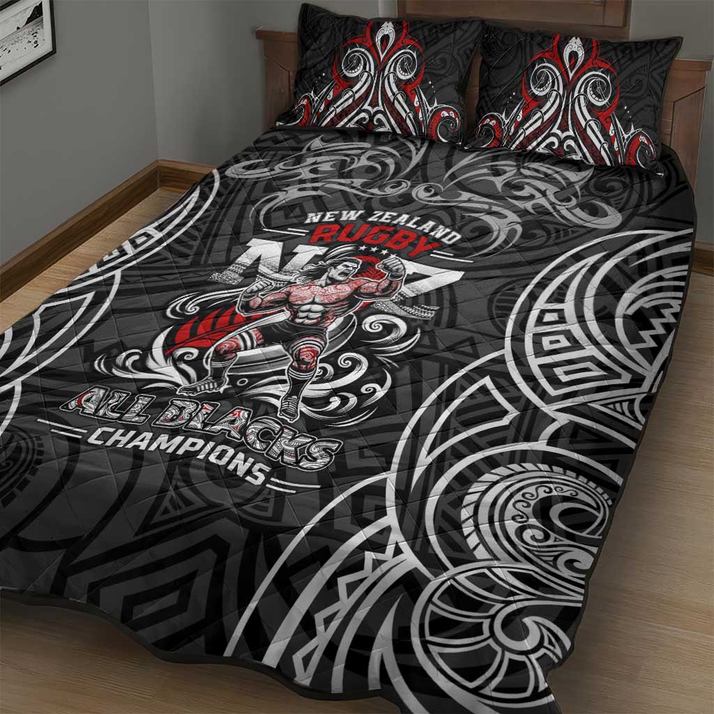 All Black NZL Rugby Champions Quilt Bed Set Maori Warrior