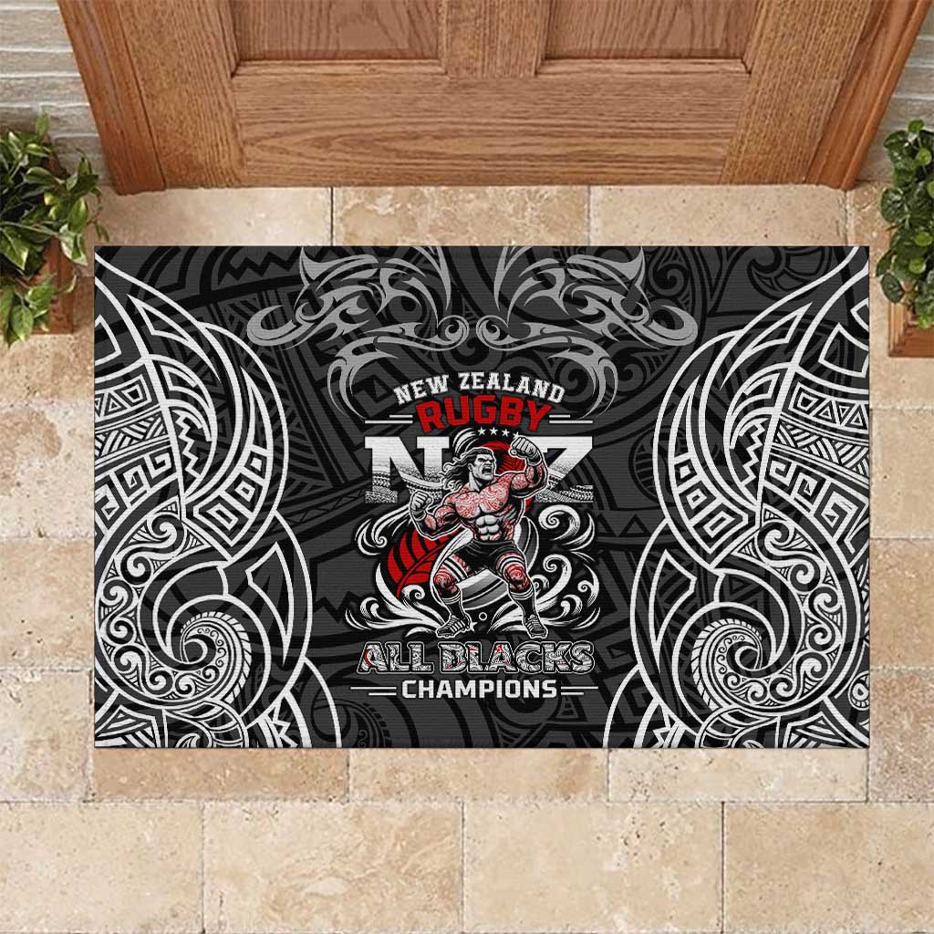 All Black NZL Rugby Champions Rubber Doormat Maori Warrior