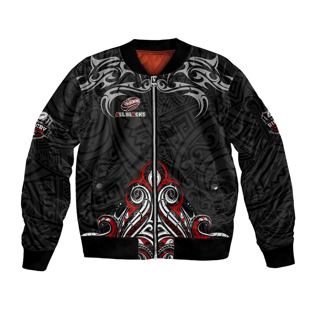 All Black NZL Rugby Champions Sleeve Zip Bomber Jacket Maori Warrior