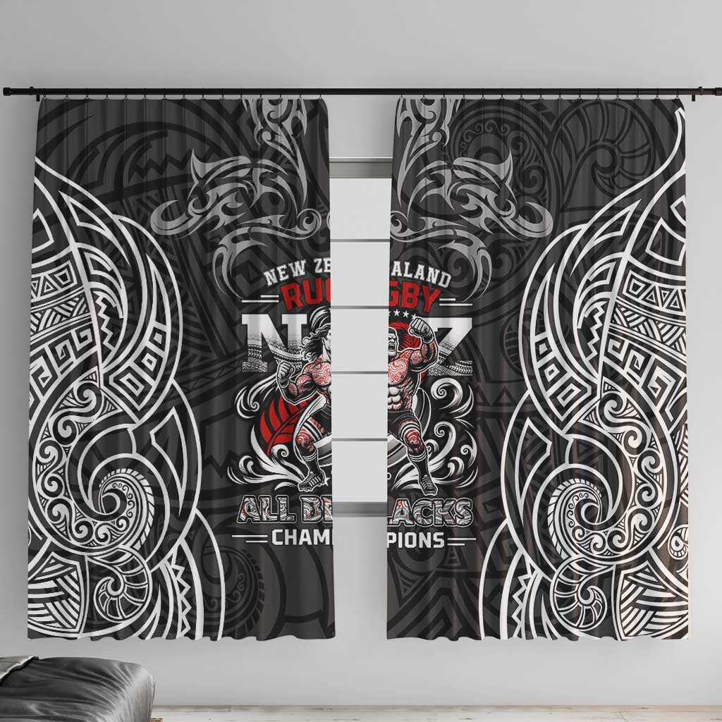 All Black NZL Rugby Champions Window Curtain Maori Warrior