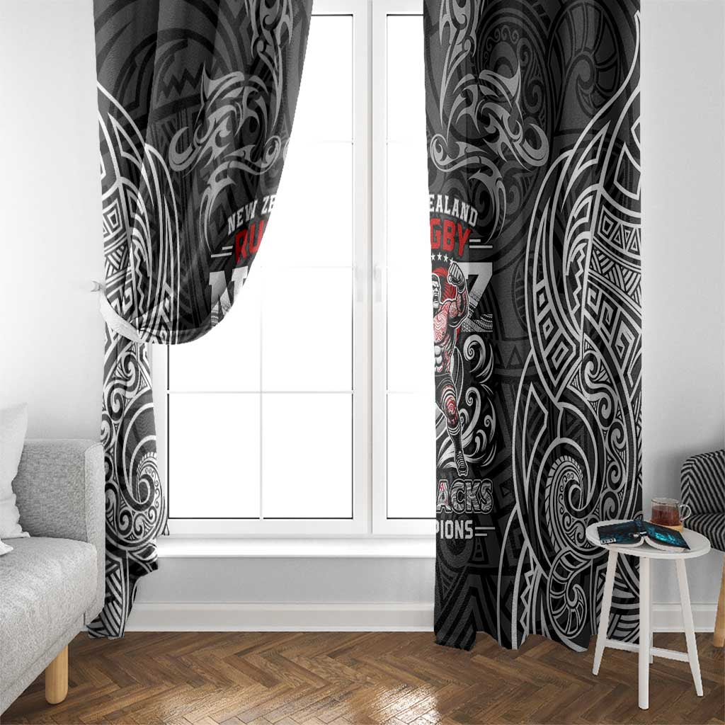 All Black NZL Rugby Champions Window Curtain Maori Warrior
