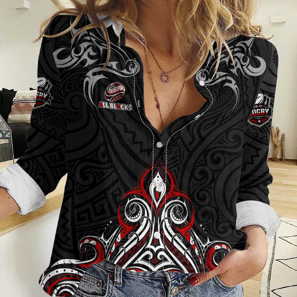 All Black NZL Rugby Champions Women Casual Shirt Maori Warrior