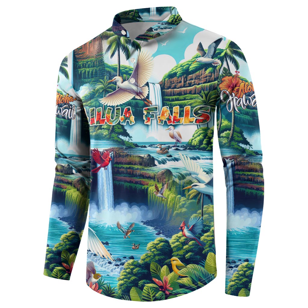 Wailua Falls Hawaii Button Sweatshirt Kauai Natural Beauty