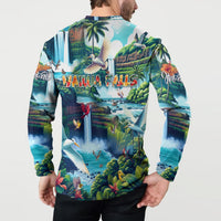 Wailua Falls Hawaii Button Sweatshirt Kauai Natural Beauty