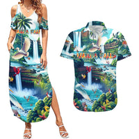 Wailua Falls Hawaii Couples Matching Summer Maxi Dress and Hawaiian Shirt Kauai Natural Beauty