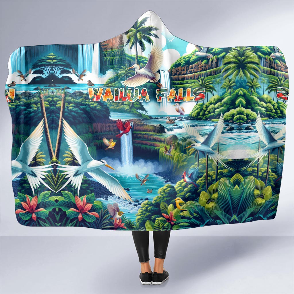 Wailua Falls Hawaii Hooded Blanket Kauai Natural Beauty