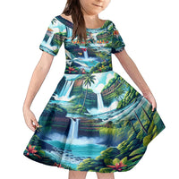 Wailua Falls Hawaii Kid Short Sleeve Dress Kauai Natural Beauty