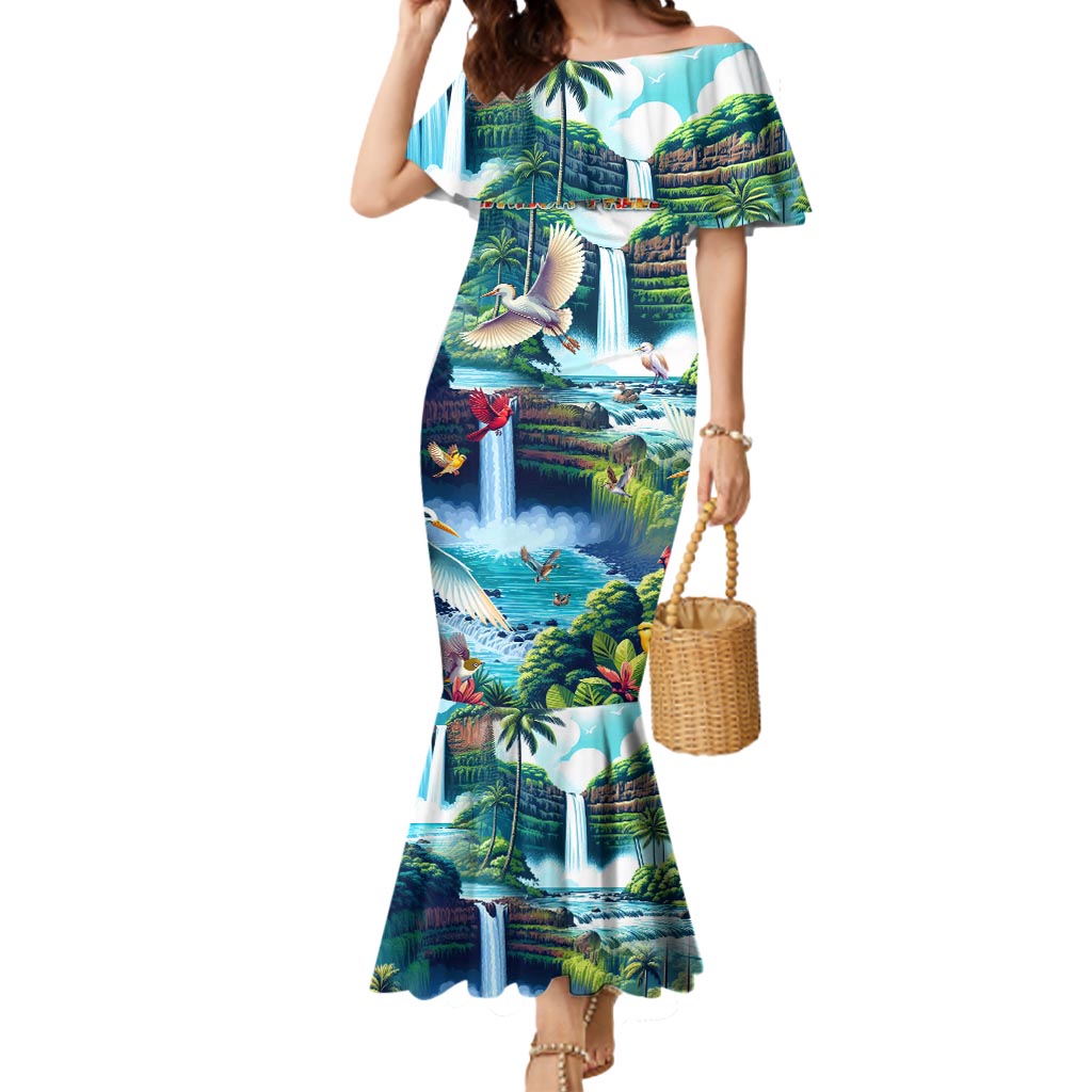 Wailua Falls Hawaii Mermaid Dress Kauai Natural Beauty DT02 Women Art - Polynesian Pride