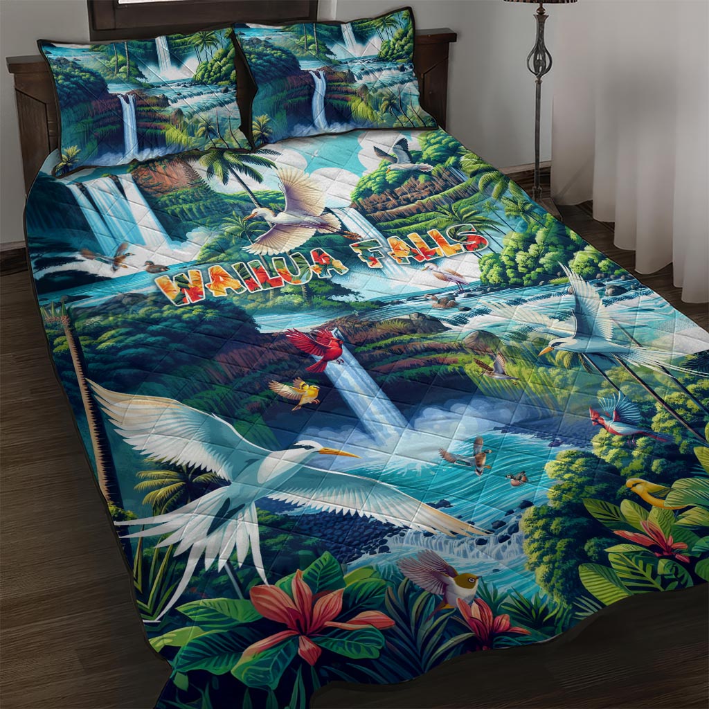 Wailua Falls Hawaii Quilt Bed Set Kauai Natural Beauty