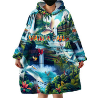 Wailua Falls Hawaii Wearable Blanket Hoodie Kauai Natural Beauty