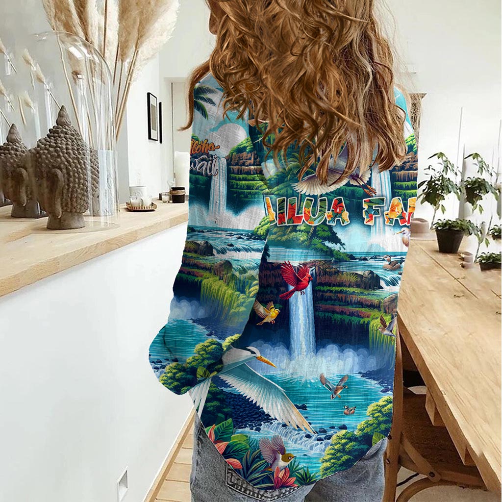 Wailua Falls Hawaii Women Casual Shirt Kauai Natural Beauty