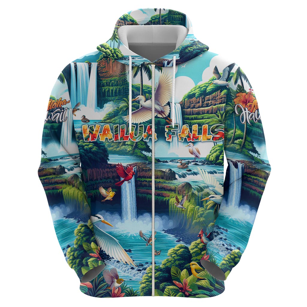 Wailua Falls Hawaii Zip Hoodie Kauai Natural Beauty