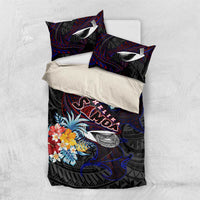 Amelika Samoa Sharks Polynesia Bedding Set American Samoa DT02 US Twin 172cm x 218cm Black - Polynesian Pride