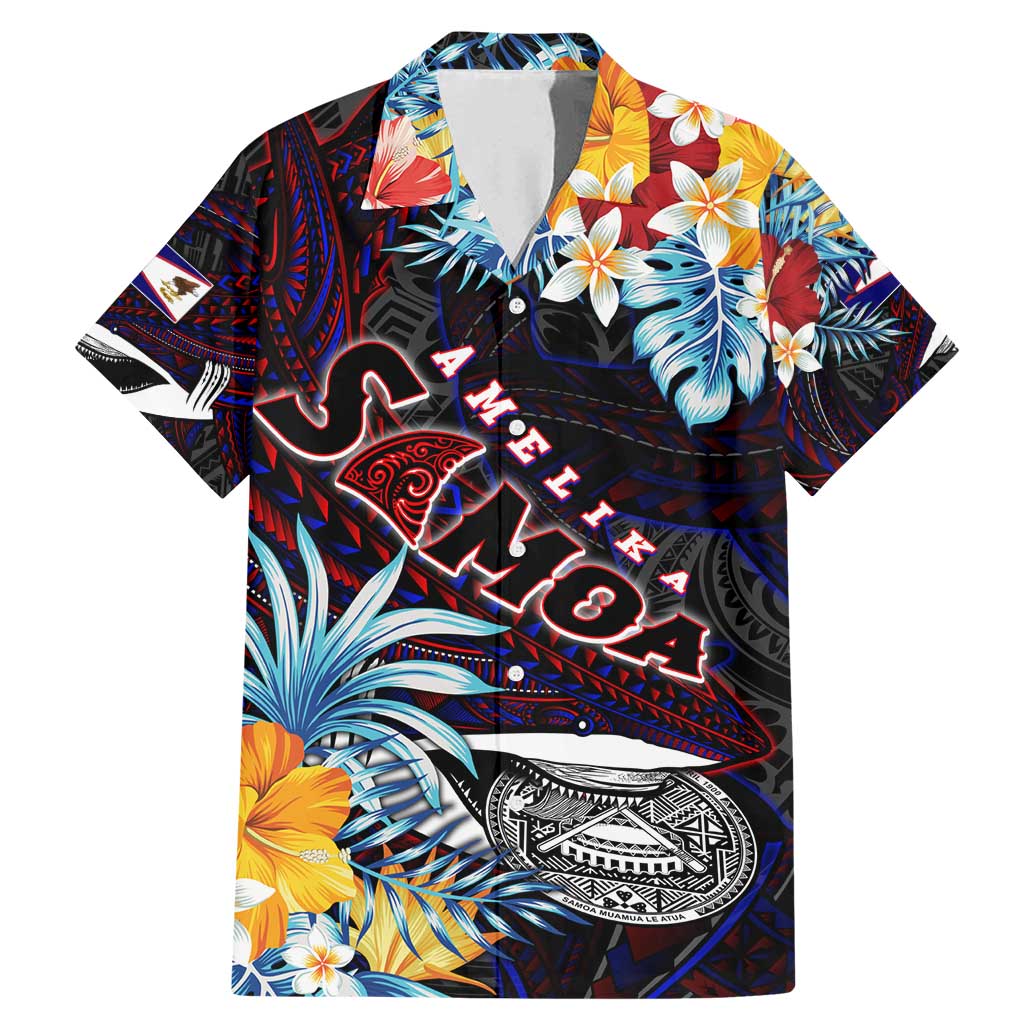 Personalized Amelika Samoa Sharks Polynesia Family Matching Mermaid Dress and Hawaiian Shirt American Samoa