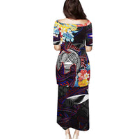 Personalized Amelika Samoa Sharks Polynesia Family Matching Puletasi and Hawaiian Shirt American Samoa