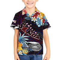 Personalized Amelika Samoa Sharks Polynesia Family Matching Short Sleeve Bodycon Dress and Hawaiian Shirt American Samoa