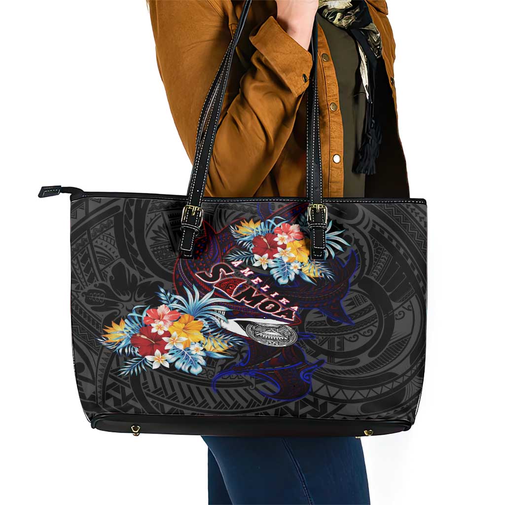 Amelika Samoa Sharks Polynesia Leather Tote Bag American Samoa DT02 - Polynesian Pride