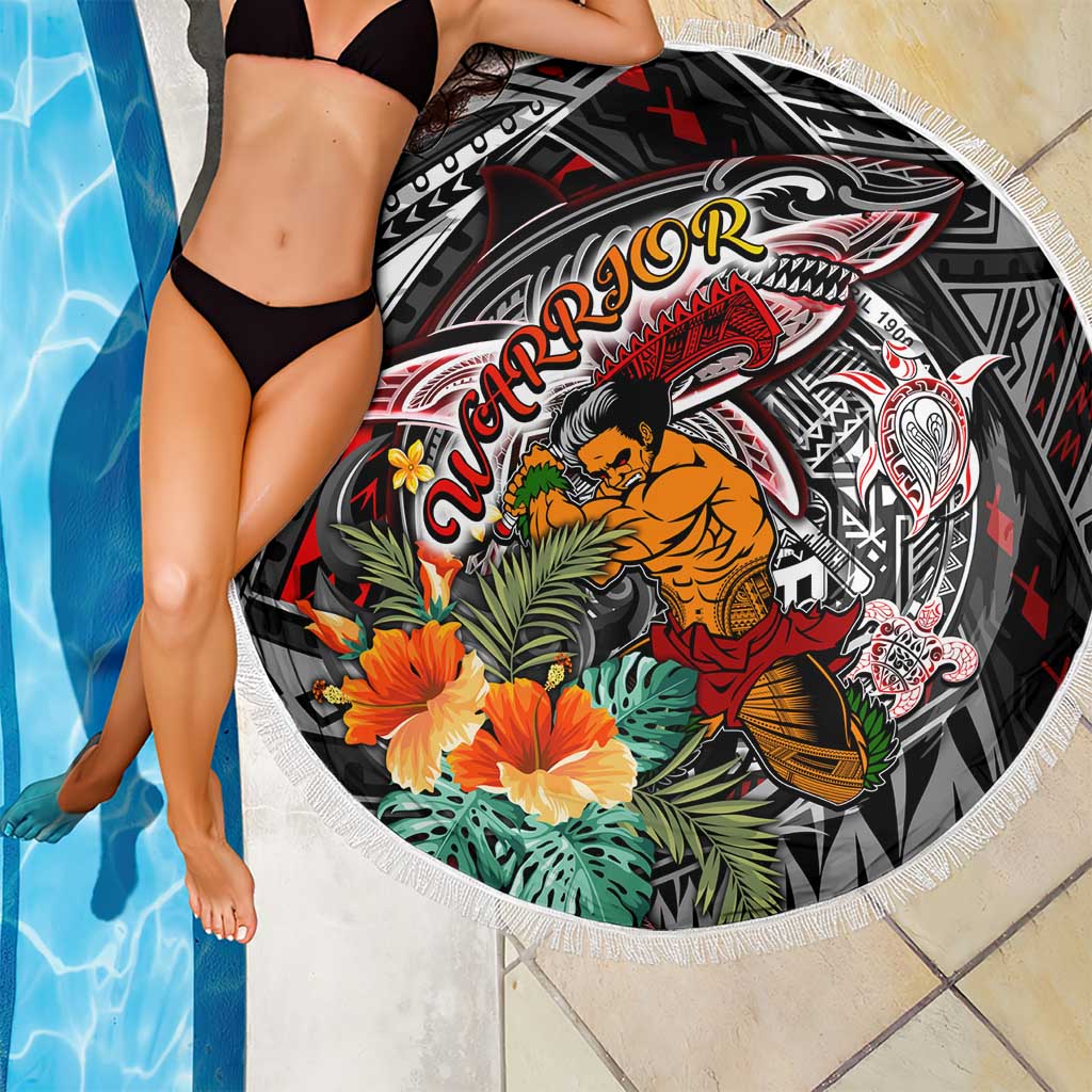 American Samoa Warrior Beach Blanket Shark Turtle Polynesian Tattoo