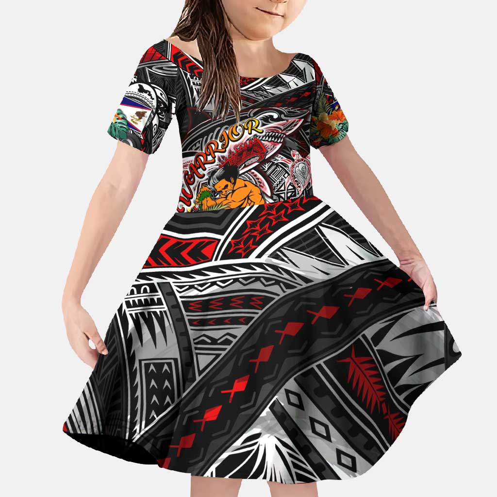 Personalized American Samoa Warrior Family Matching Summer Maxi Dress and Hawaiian Shirt Shark Turtle Polynesian Tattoo