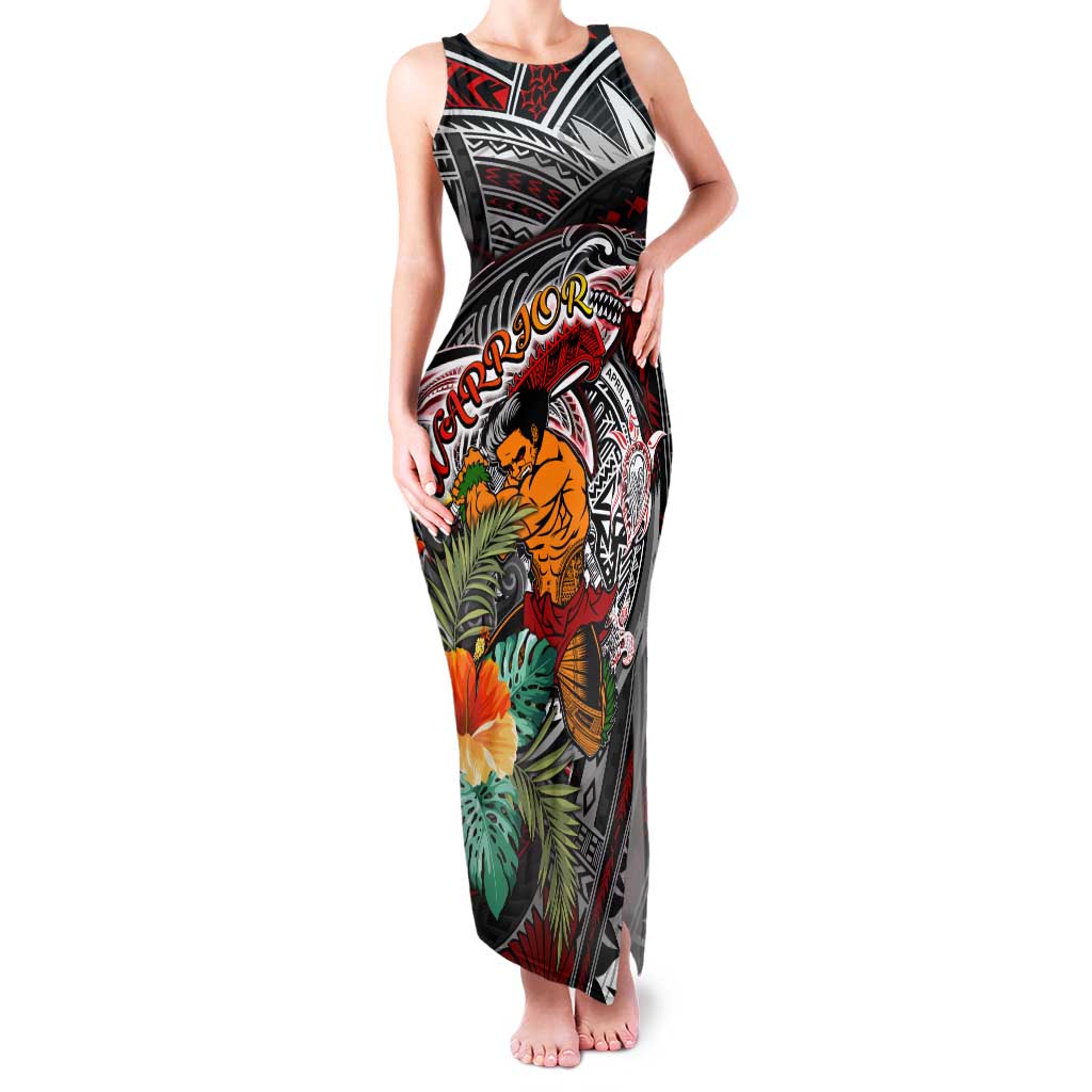 Personalized American Samoa Warrior Family Matching Tank Maxi Dress and Hawaiian Shirt Shark Turtle Polynesian Tattoo