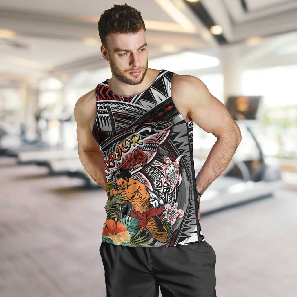 Personalized American Samoa Warrior Men Tank Top Shark Turtle Polynesian Tattoo