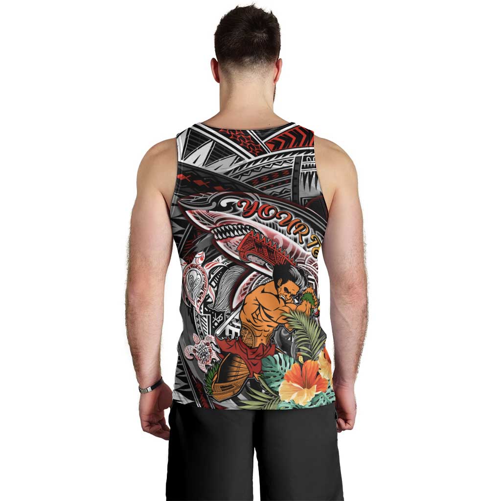 Personalized American Samoa Warrior Men Tank Top Shark Turtle Polynesian Tattoo