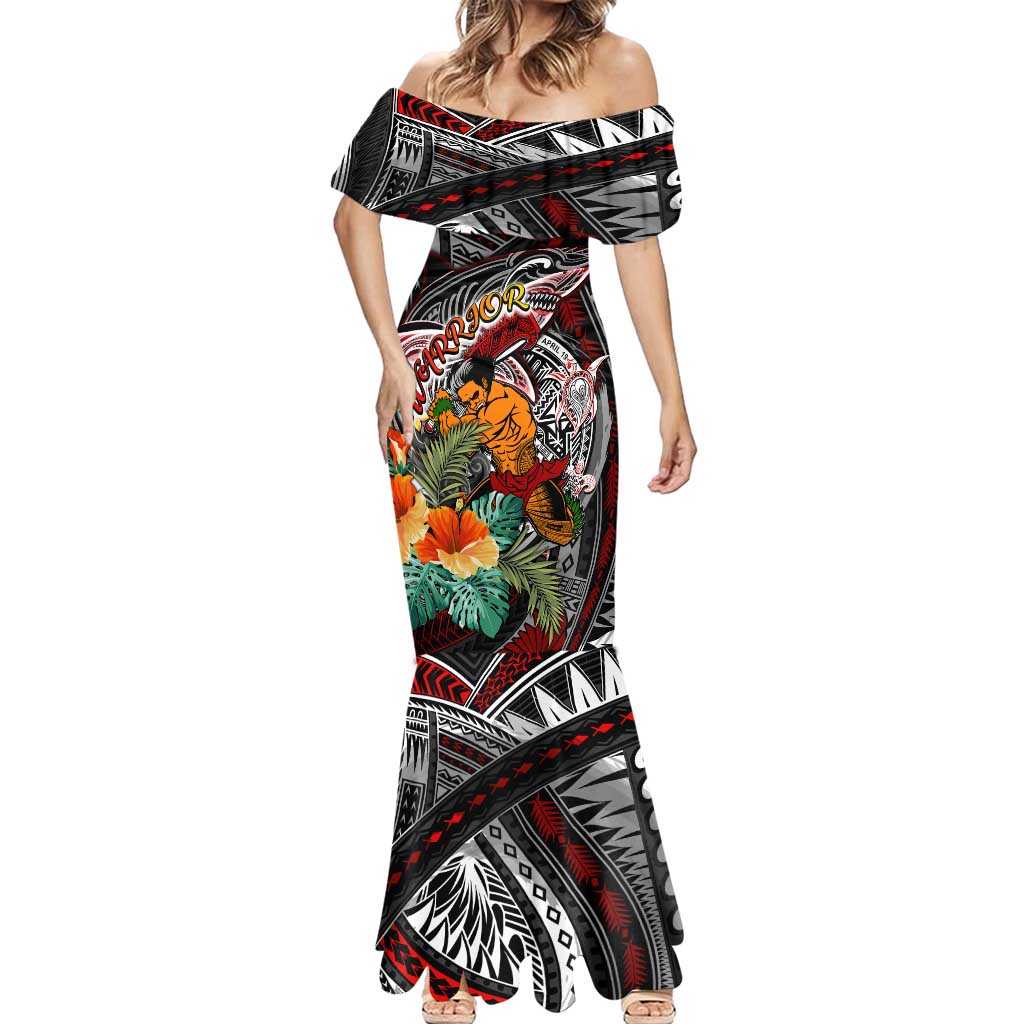 Personalized American Samoa Warrior Mermaid Dress Shark Turtle Polynesian Tattoo DT02 - Polynesian Pride