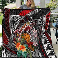 American Samoa Warrior Quilt Shark Turtle Polynesian Tattoo DT02 Black - Polynesian Pride