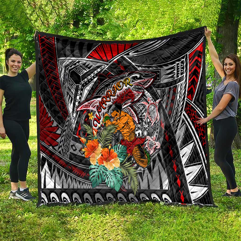 American Samoa Warrior Quilt Shark Turtle Polynesian Tattoo DT02 - Polynesian Pride