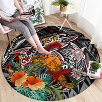 American Samoa Warrior Round Carpet Shark Turtle Polynesian Tattoo DT02 - Polynesian Pride
