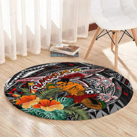 American Samoa Warrior Round Carpet Shark Turtle Polynesian Tattoo DT02 - Polynesian Pride