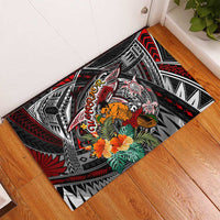 American Samoa Warrior Rubber Doormat Shark Turtle Polynesian Tattoo DT02 - Polynesian Pride