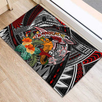 American Samoa Warrior Rubber Doormat Shark Turtle Polynesian Tattoo DT02 - Polynesian Pride