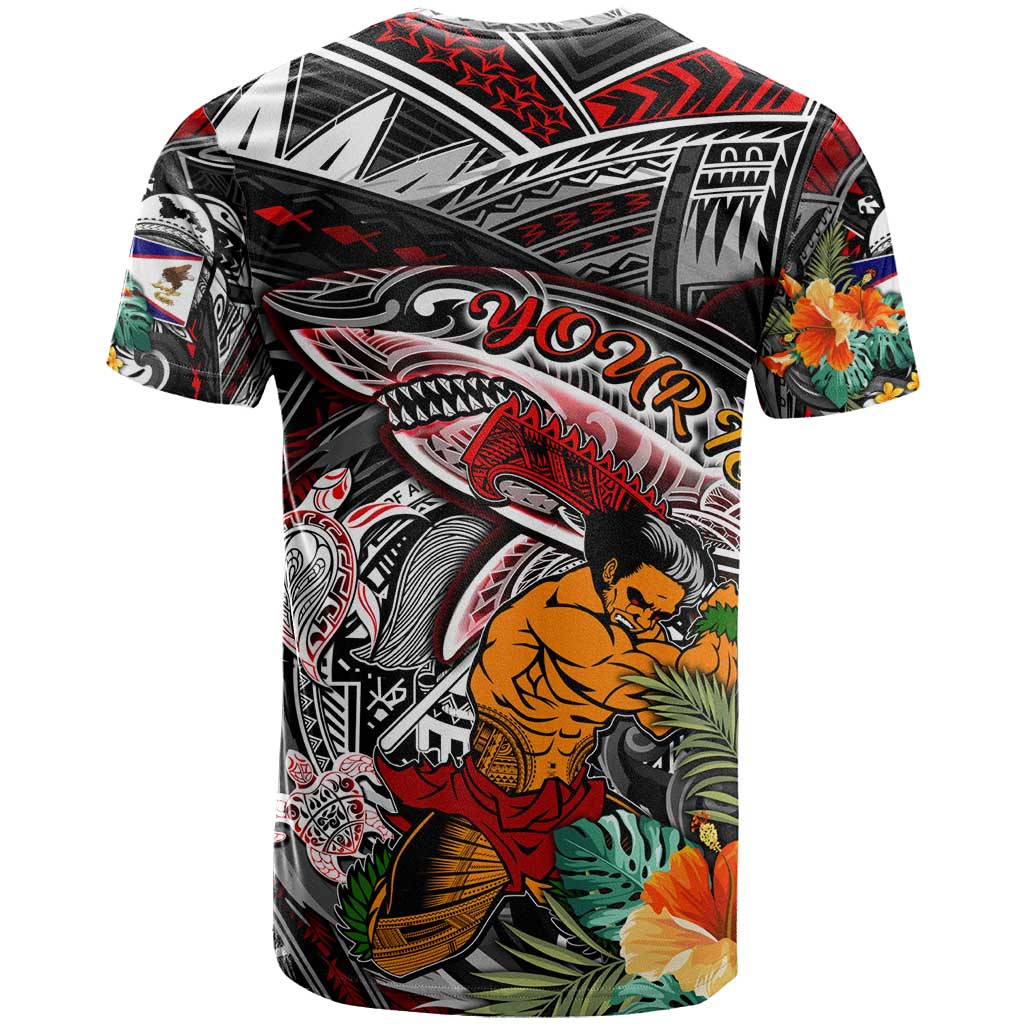 Personalized American Samoa Warrior T Shirt Shark Turtle Polynesian Tattoo
