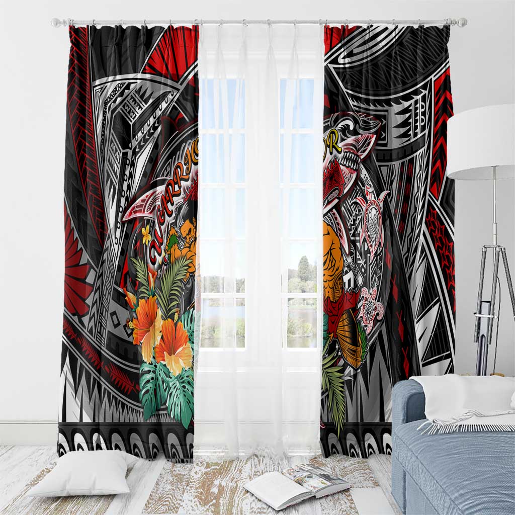 American Samoa Warrior Window Curtain Shark Turtle Polynesian Tattoo