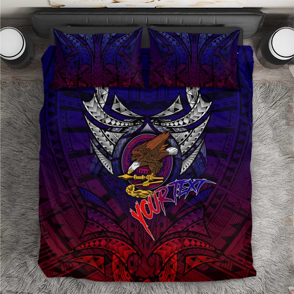 Personalized American Samoa Flag Bedding Set Eagles Polynesian Art DT02 Blue - Polynesian Pride